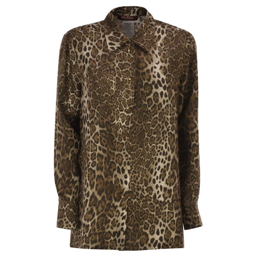 Maxmara Studio Women Mstaffari – Pure Silk Animal-Print Shirt